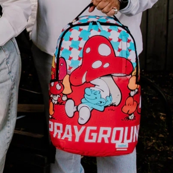 Sprayground Smurf Mushroom Backpack  NWT Factory Sealed Smurfs Large Backpack - Picture 1 of 15